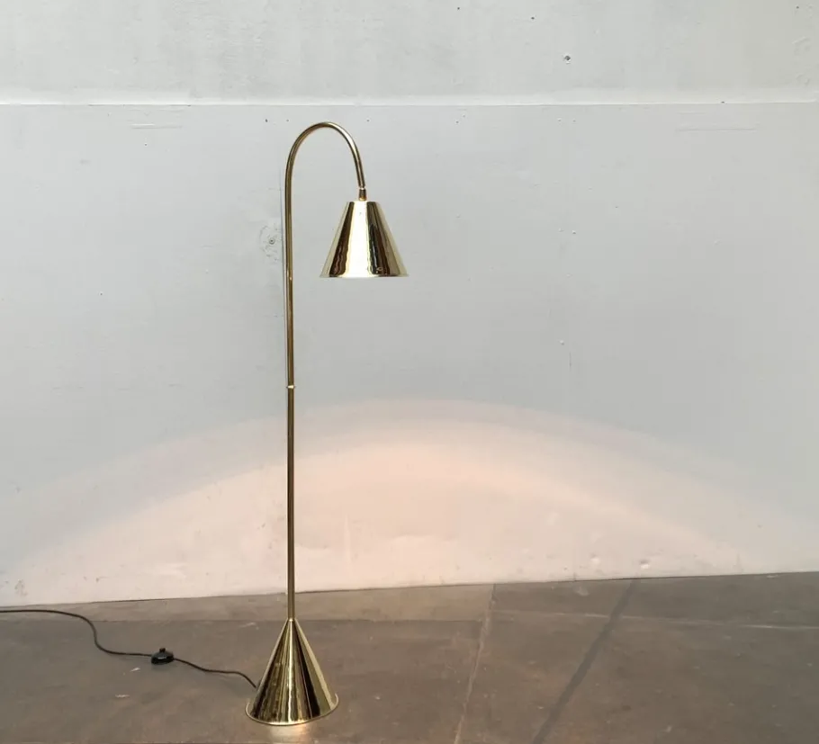 Best Pamono Mid-Century Brass Floor Lamp by Jacques Adnet for Valenti, Spain, 1960s