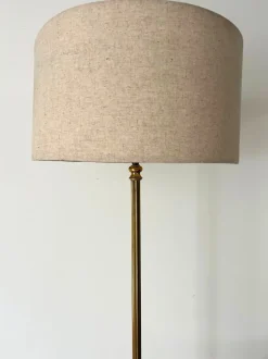 Discount Pamono Mid-Century Brass Reeded Floor Lamp with Arched Tripod Feet, France, 1950s