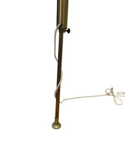 Pamono Mid-Century Brass Tension Pole Lamp with Spiral Arms and Cone Shades attributed to Stiffel, 1950s