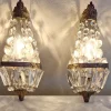 Sale Pamono Mid-Century Brass Wall Lamps Crystal Glass Drops, 1950s, Set of 2
