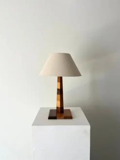 Sale Pamono Mid-Century British Handmade Striped Wooden Table Lamp, 1960s
