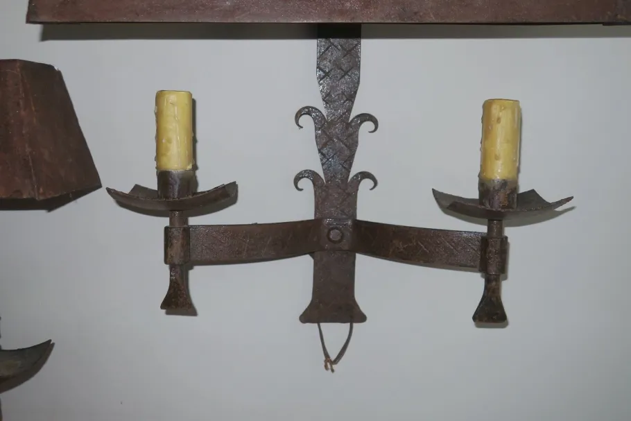 Clearance Pamono Mid-Century Brutalist Patinated Iron Wall Lights, 1960s, Set of 2