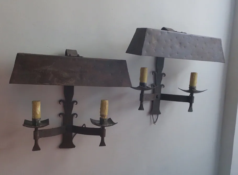 Clearance Pamono Mid-Century Brutalist Patinated Iron Wall Lights, 1960s, Set of 2