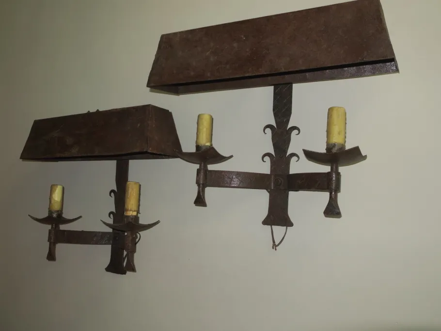 Clearance Pamono Mid-Century Brutalist Patinated Iron Wall Lights, 1960s, Set of 2