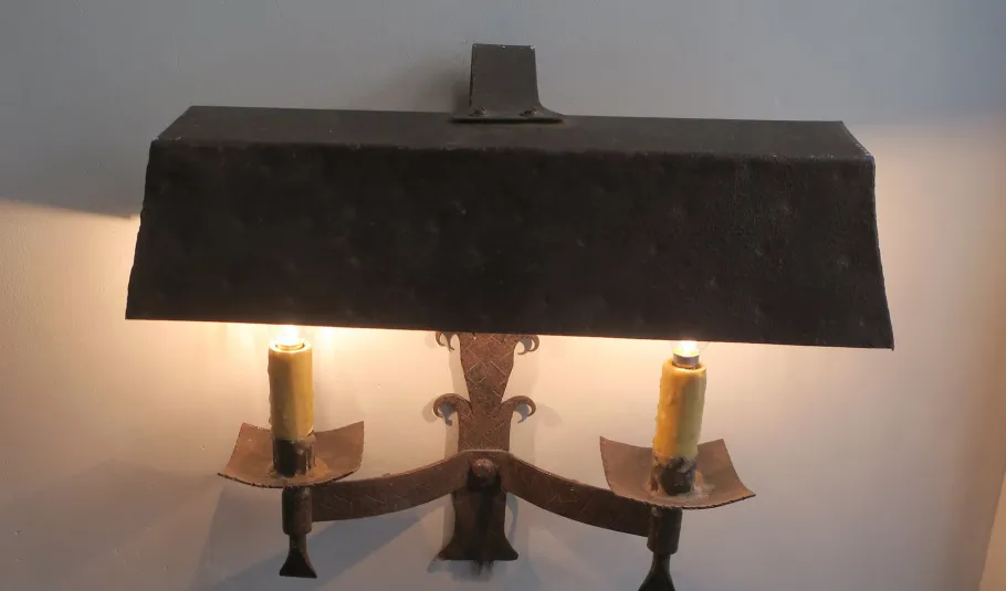 Clearance Pamono Mid-Century Brutalist Patinated Iron Wall Lights, 1960s, Set of 2