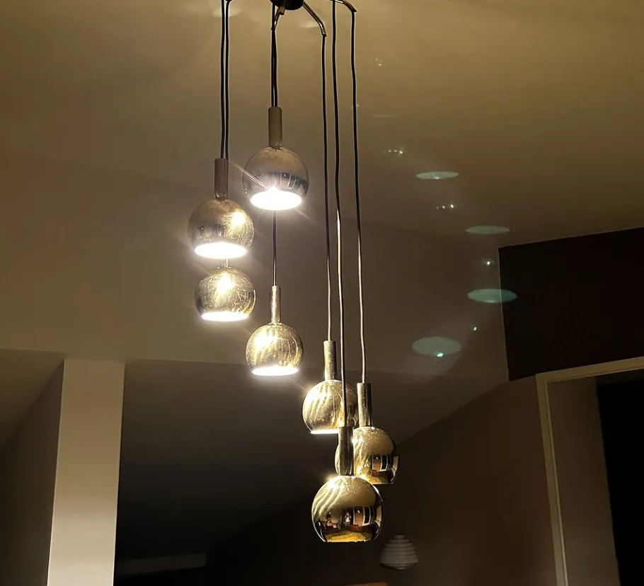 New Pamono Mid-Century Cascade Pendant Light in Brass from Staff Leuchten, 1970s