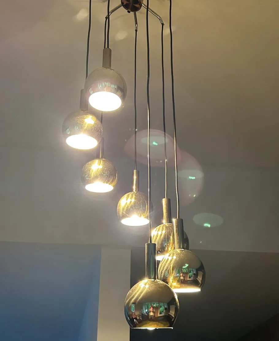 New Pamono Mid-Century Cascade Pendant Light in Brass from Staff Leuchten, 1970s