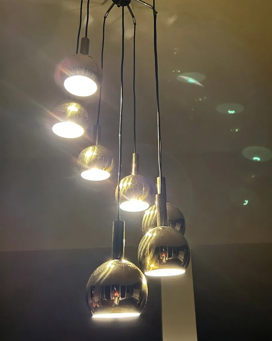 New Pamono Mid-Century Cascade Pendant Light in Brass from Staff Leuchten, 1970s