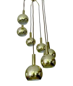 New Pamono Mid-Century Cascade Pendant Light in Brass from Staff Leuchten, 1970s