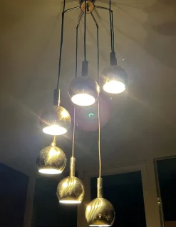 New Pamono Mid-Century Cascade Pendant Light in Brass from Staff Leuchten, 1970s