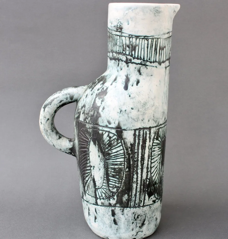 Best Pamono Mid-Century Ceramic Pitcher and Drinking Cups by Jacques Blin, 1950s, Set of 5