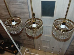 New Pamono Mid-Century Chandelier with Glass Crystals