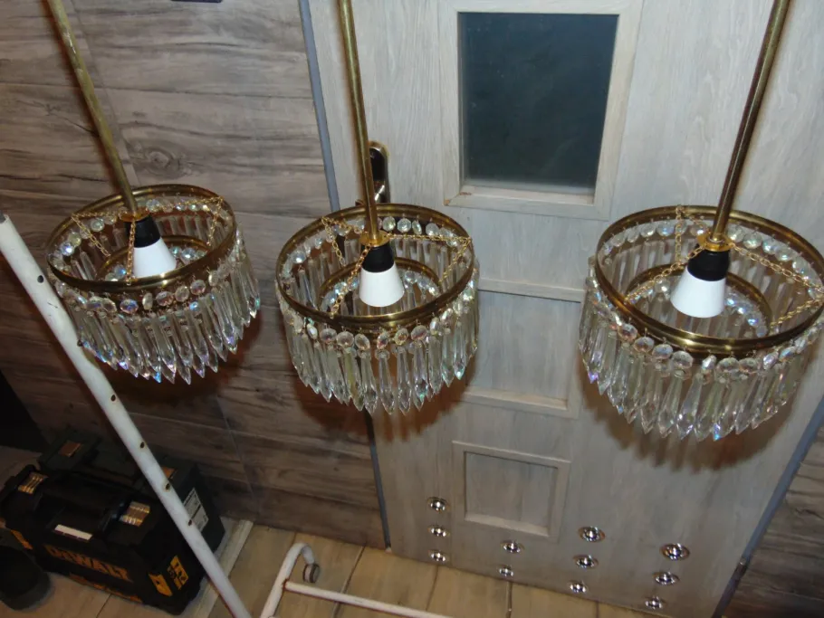 New Pamono Mid-Century Chandelier with Glass Crystals
