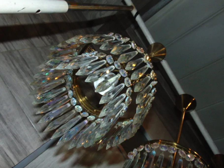 New Pamono Mid-Century Chandelier with Glass Crystals