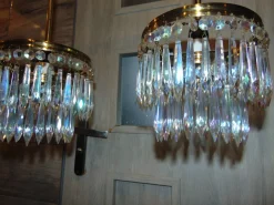 New Pamono Mid-Century Chandelier with Glass Crystals