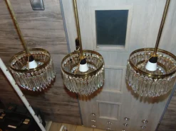 New Pamono Mid-Century Chandelier with Glass Crystals