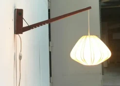 Hot Pamono Mid-Century Cocoon Swivel Mounted Cantilever Wall Lamp from Teak Wood, 1960s