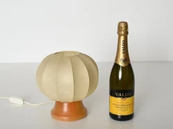 Best Pamono Mid-Century Cocoon Table Lamp with Oak Wood Base attributed to Achille Castiglioni for Flos, Italy, 1960s