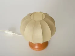 Best Pamono Mid-Century Cocoon Table Lamp with Oak Wood Base attributed to Achille Castiglioni for Flos, Italy, 1960s