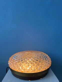 New Pamono Mid-Century Crystal Glass Flush Mount Ceiling Lamp