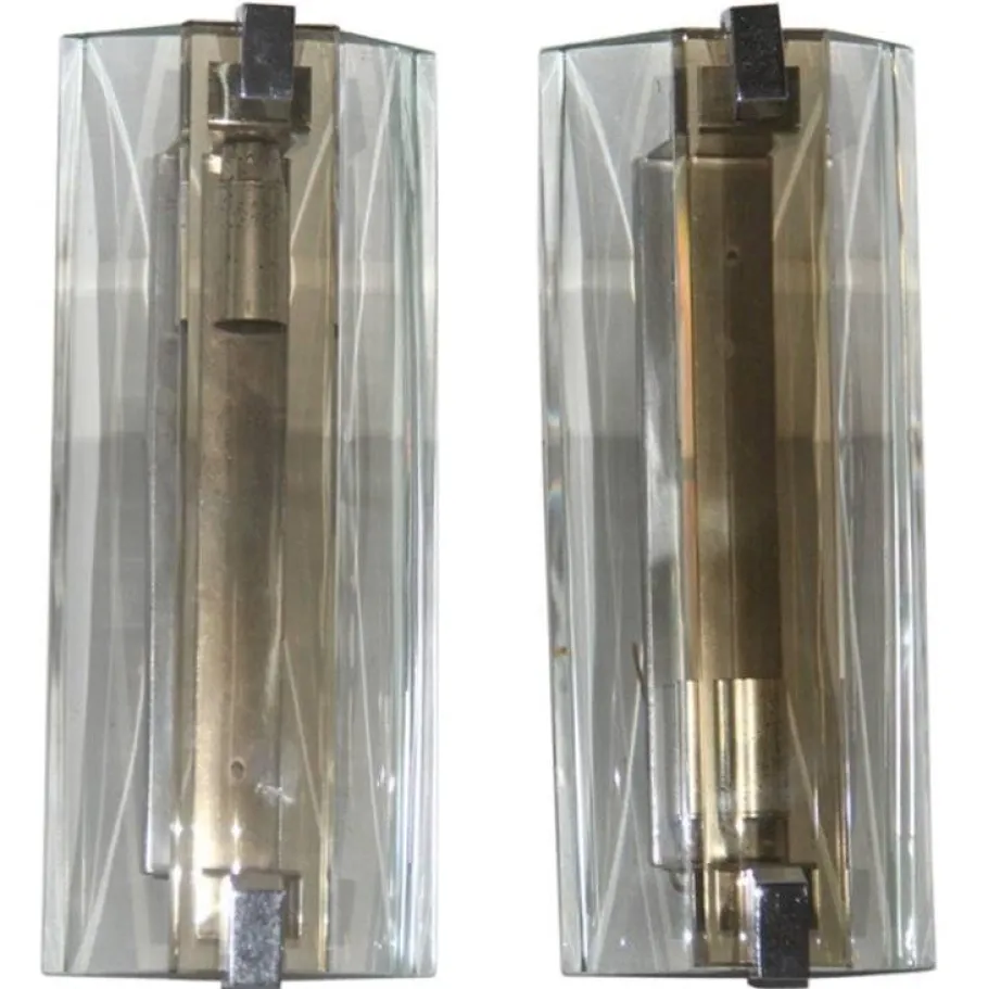 Best Pamono Mid-Century Crystal Wall Sconces from Veca, 1960s, Set of 2