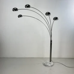 Clearance Pamono Mid-Century Danish Bilka Multi Lamp Floor Light in Smoked Chrome with Marble Base, 1970s