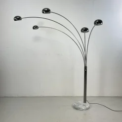 Clearance Pamono Mid-Century Danish Bilka Multi Lamp Floor Light in Smoked Chrome with Marble Base, 1970s
