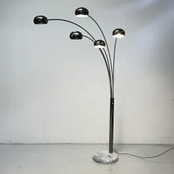 Clearance Pamono Mid-Century Danish Bilka Multi Lamp Floor Light in Smoked Chrome with Marble Base, 1970s