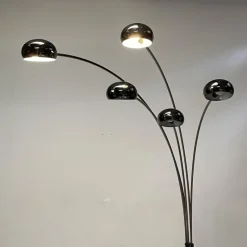 Clearance Pamono Mid-Century Danish Bilka Multi Lamp Floor Light in Smoked Chrome with Marble Base, 1970s