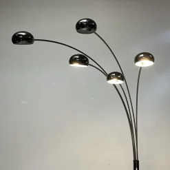 Clearance Pamono Mid-Century Danish Bilka Multi Lamp Floor Light in Smoked Chrome with Marble Base, 1970s