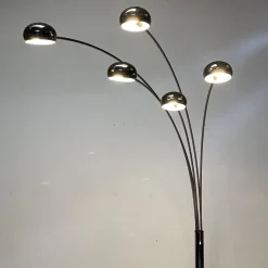Clearance Pamono Mid-Century Danish Bilka Multi Lamp Floor Light in Smoked Chrome with Marble Base, 1970s