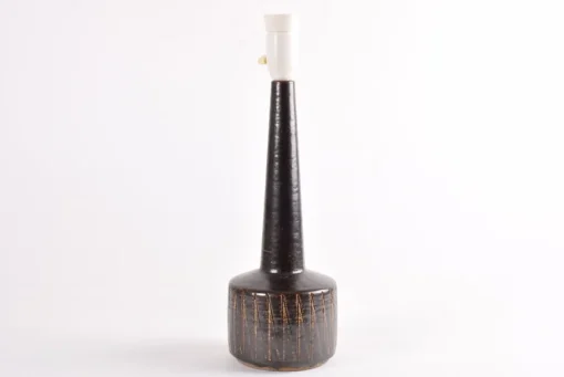 Best Pamono Mid-Century Danish Brown Glazed and Striped Ceramic Table Lamp from Palshus, 1960s
