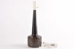 Best Pamono Mid-Century Danish Brown Glazed and Striped Ceramic Table Lamp from Palshus, 1960s