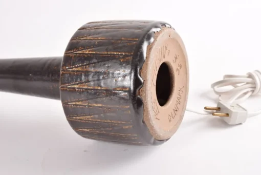 Best Pamono Mid-Century Danish Brown Glazed and Striped Ceramic Table Lamp from Palshus, 1960s