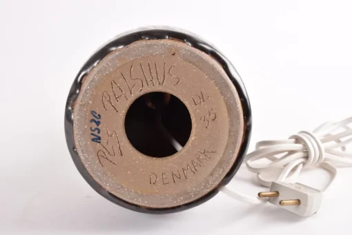 Best Pamono Mid-Century Danish Brown Glazed and Striped Ceramic Table Lamp from Palshus, 1960s