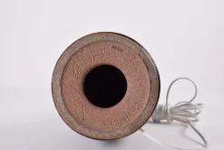 Sale Pamono Mid-Century Danish Ceramic Table Lamp in Dark Brown Green Glaze with Shade from Palshus, 1960s