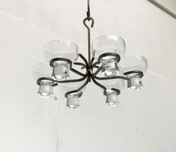 Clearance Pamono Mid-Century Danish Metal and Glass Candleholder Pendant, 1960s