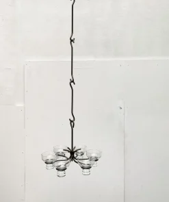 Clearance Pamono Mid-Century Danish Metal and Glass Candleholder Pendant, 1960s