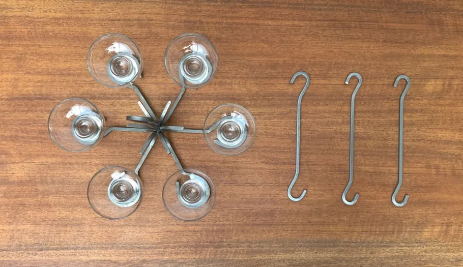 Clearance Pamono Mid-Century Danish Metal and Glass Candleholder Pendant, 1960s