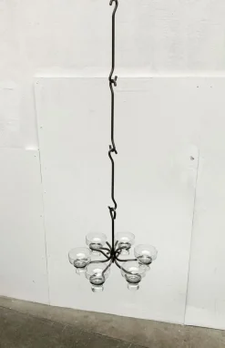 Clearance Pamono Mid-Century Danish Metal and Glass Candleholder Pendant, 1960s