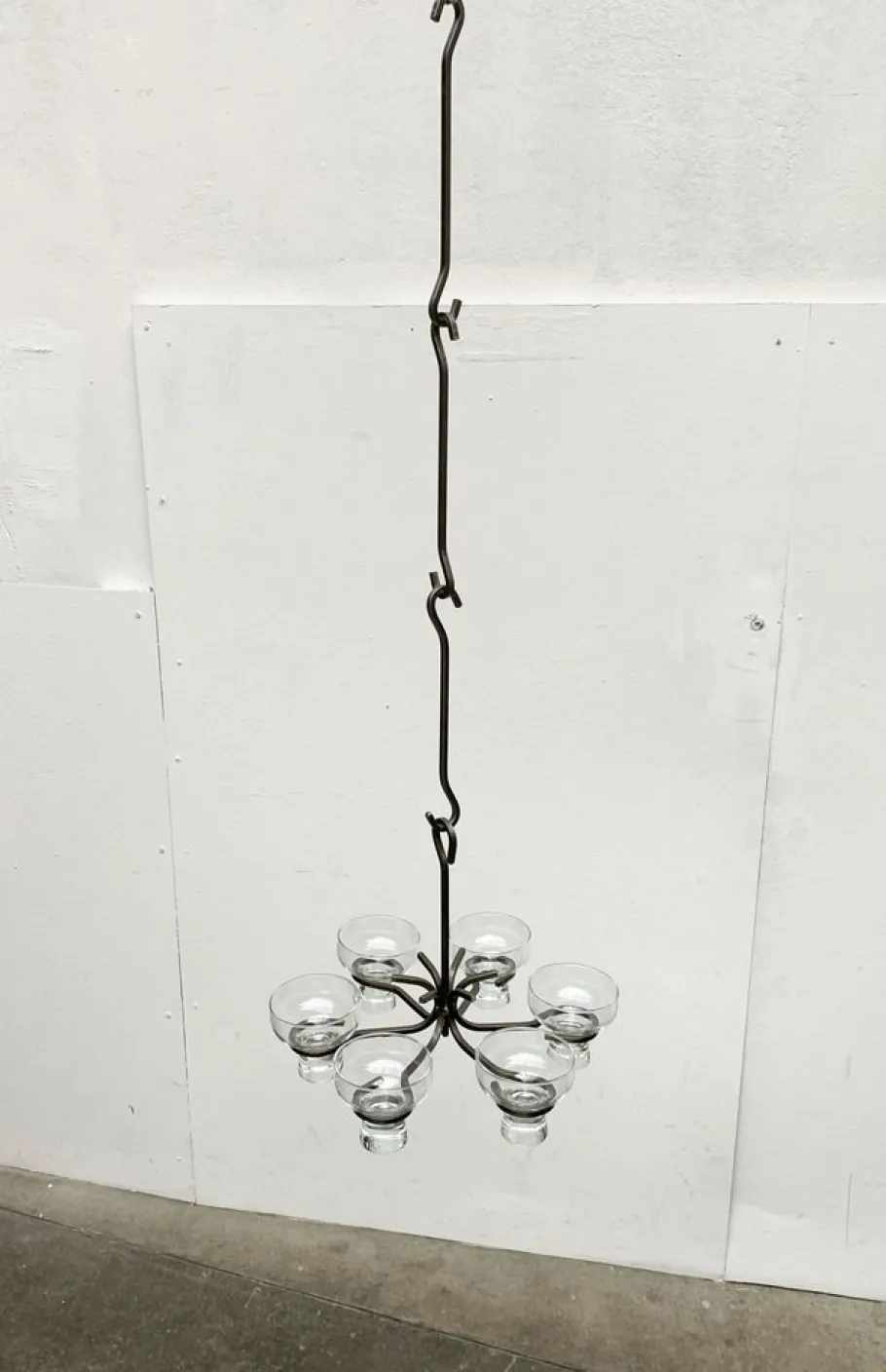 Clearance Pamono Mid-Century Danish Metal and Glass Candleholder Pendant, 1960s