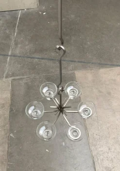 Clearance Pamono Mid-Century Danish Metal and Glass Candleholder Pendant, 1960s