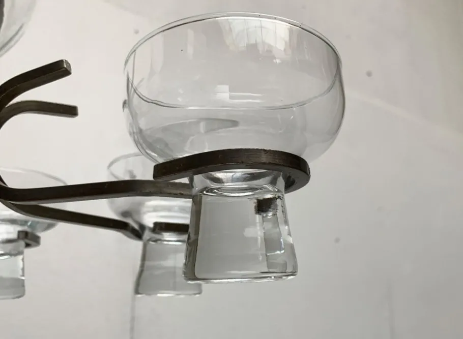 Clearance Pamono Mid-Century Danish Metal and Glass Candleholder Pendant, 1960s