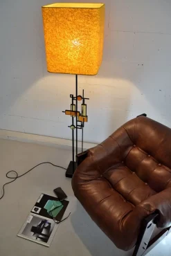 New Pamono Mid-Century Danish Modern Wrought Iron & Glass Floor Lamp by Svend Aage Holm Sørensen