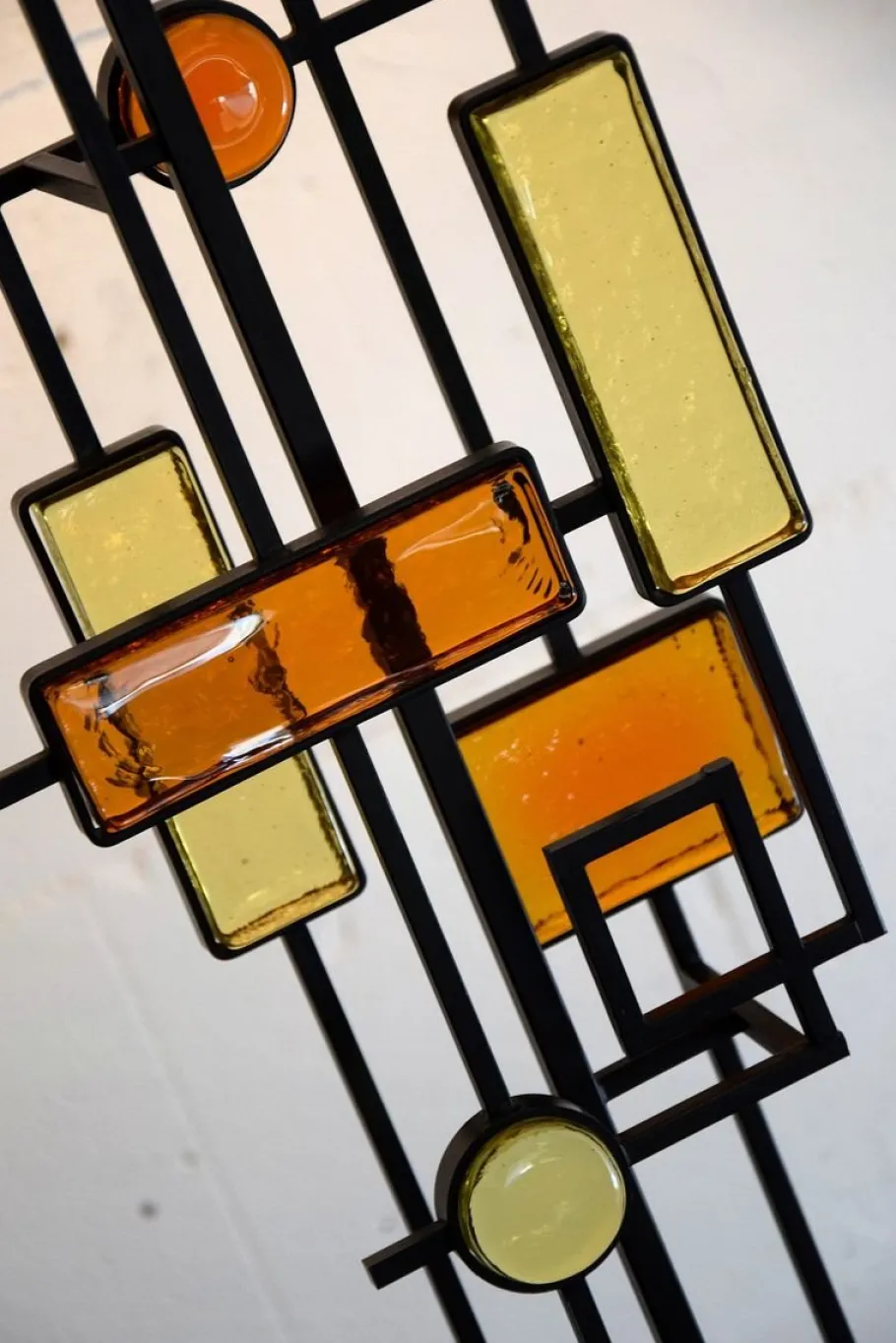 New Pamono Mid-Century Danish Modern Wrought Iron & Glass Floor Lamp by Svend Aage Holm Sørensen