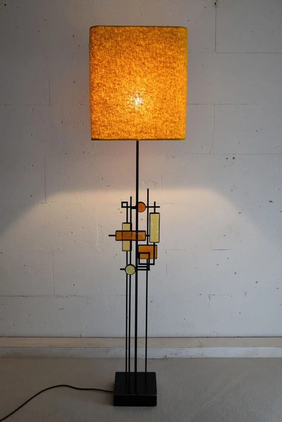 New Pamono Mid-Century Danish Modern Wrought Iron & Glass Floor Lamp by Svend Aage Holm Sørensen