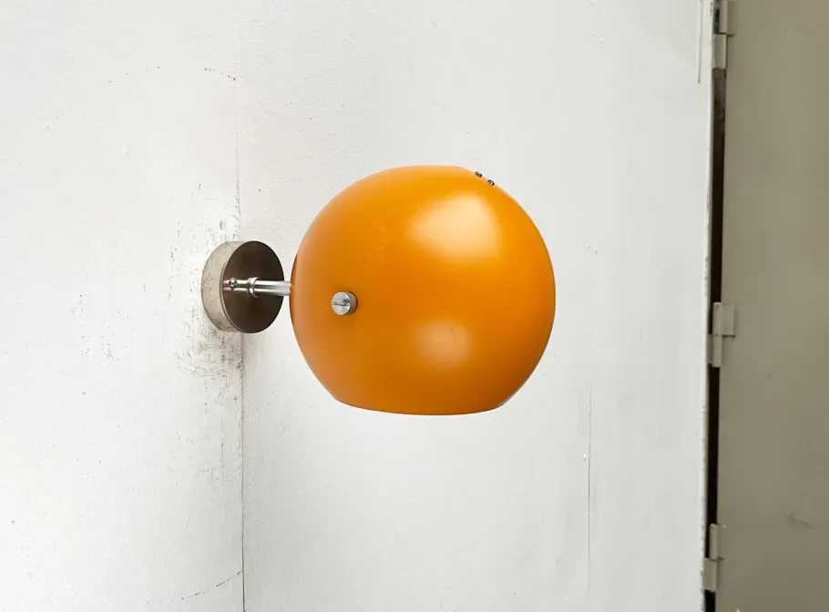 New Pamono Mid-Century Danish Space Age Yellow Ball Wall Lamps from Louis Poulsen, 1960s, Set of 3