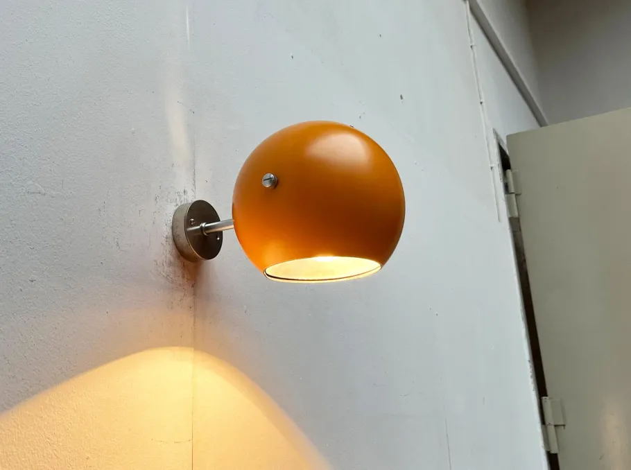 New Pamono Mid-Century Danish Space Age Yellow Ball Wall Lamps from Louis Poulsen, 1960s, Set of 3