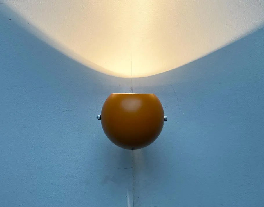 New Pamono Mid-Century Danish Space Age Yellow Ball Wall Lamps from Louis Poulsen, 1960s, Set of 3