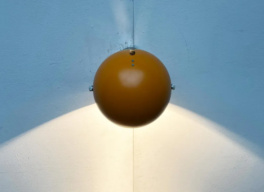 New Pamono Mid-Century Danish Space Age Yellow Ball Wall Lamps from Louis Poulsen, 1960s, Set of 3